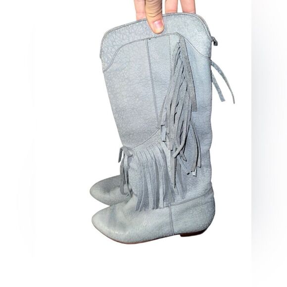 Vintage Baby Blue Fringe Cowgirl Boots Genuine Leather - Size 38 (Fit like a 7) - Picture 3 of 10
